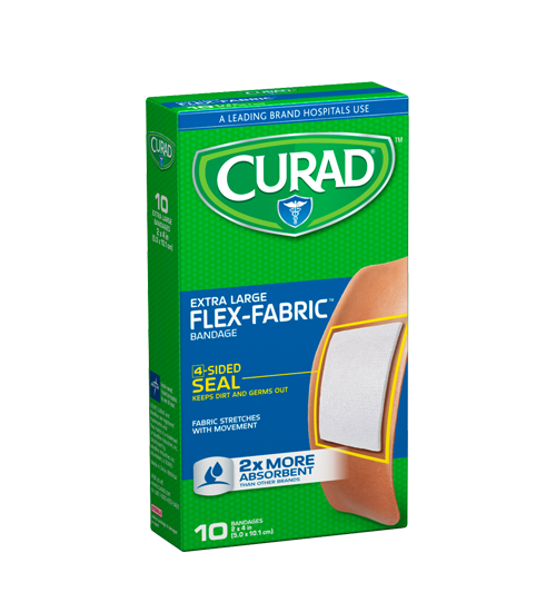 Image of Flex-Fabric Extra Large Bandages, 2″ x 4″, 10 count Left Angle of Package