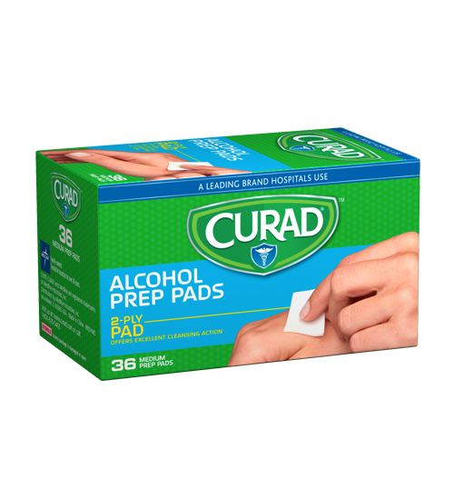 Image of Alcohol Prep Pads, Medium 2 Ply, 36 count left angle of pack