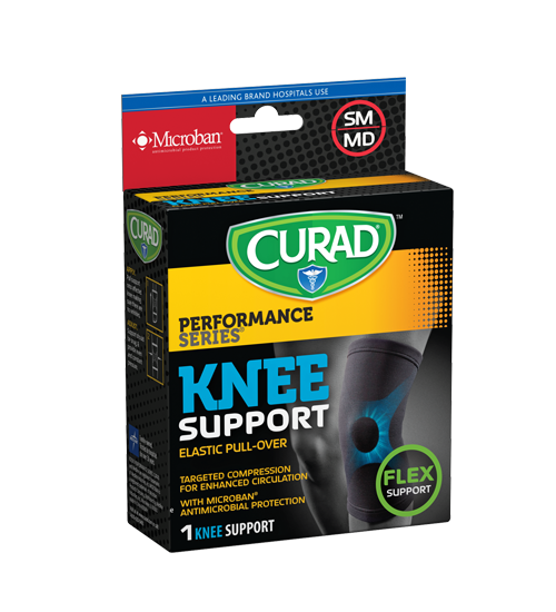 Performance Series Knee Support, Small/Medium, 1 count Left angle of package