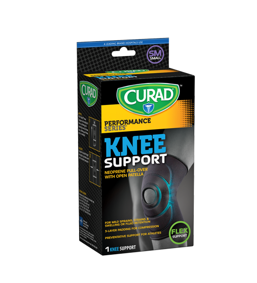 Performance Series Knee Support, Medium, Flex, 1 count Left angle of package