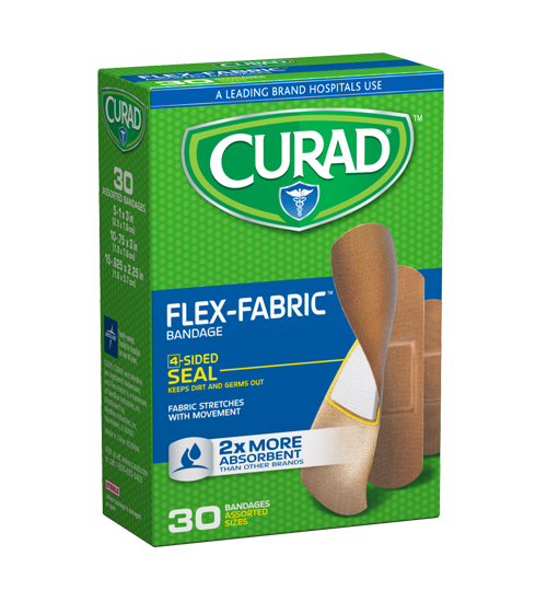 Image of Flex-Fabric Bandages, Assorted Sizes, 30 count left angle