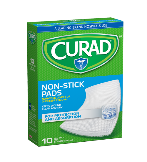 Medium Non-Stick Pads, 3″ x 4″, 10 count Package Left Angle