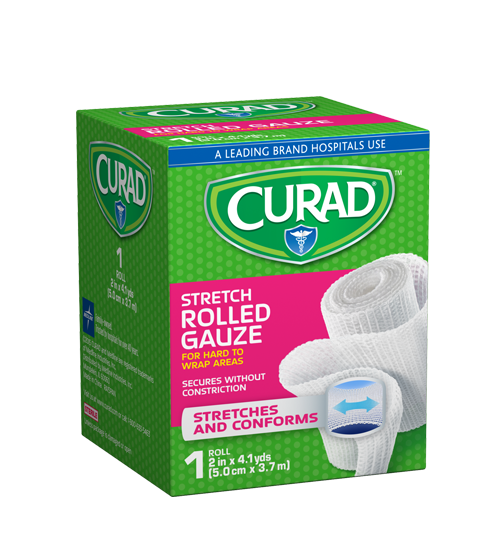 Rolled Gauze, 2″ x 2.5 yds, 1 count Package Left Angle