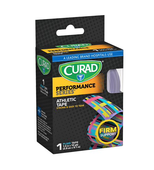 Performance Series Plaid Patterned Sports Tape, 1.5″ x 10 yds, 1 count Package Left Angle
