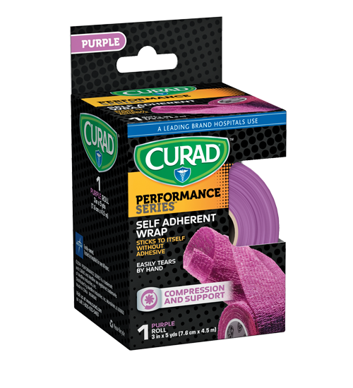 Performance Series Purple Self-Adherent Wrap, 3″ x 5 yds, 1 count Package Left Angle