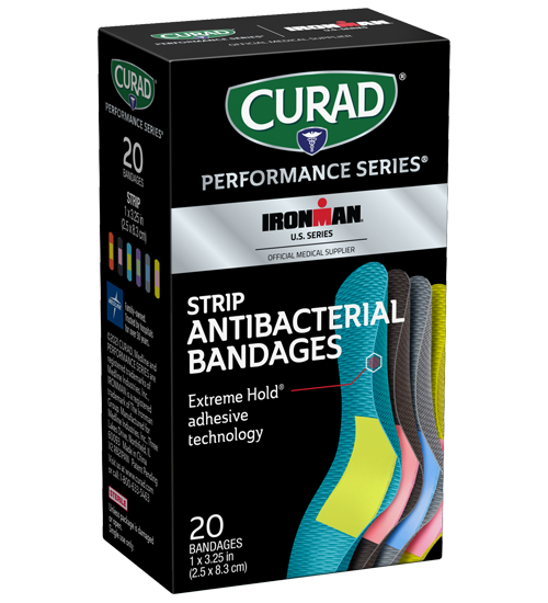 Image of Curad Performance Series Extreme Hold Antibacterial Strip Adhesive Bandages, 20 count View 1