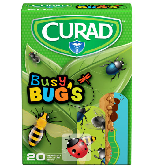 Children’s Bandages – Busy Bugs, Assorted Sizes, 20 count front of package