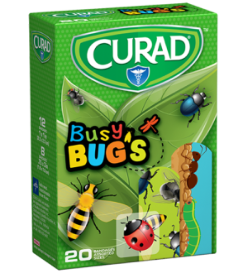 Image of Children’s Bandages – Busy Bugs, Assorted Sizes, 20 count left of package