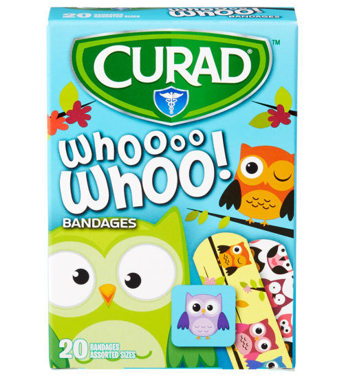 Children’s Bandages – Owls, Assorted Sizes, 20 count front of package