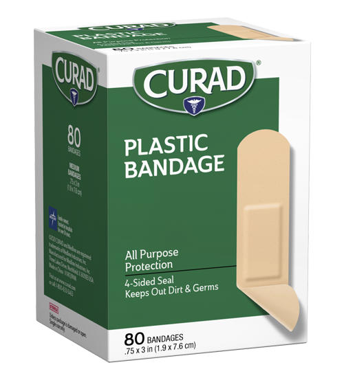 Image of plastic bandage .75 x 3 80 ct right side