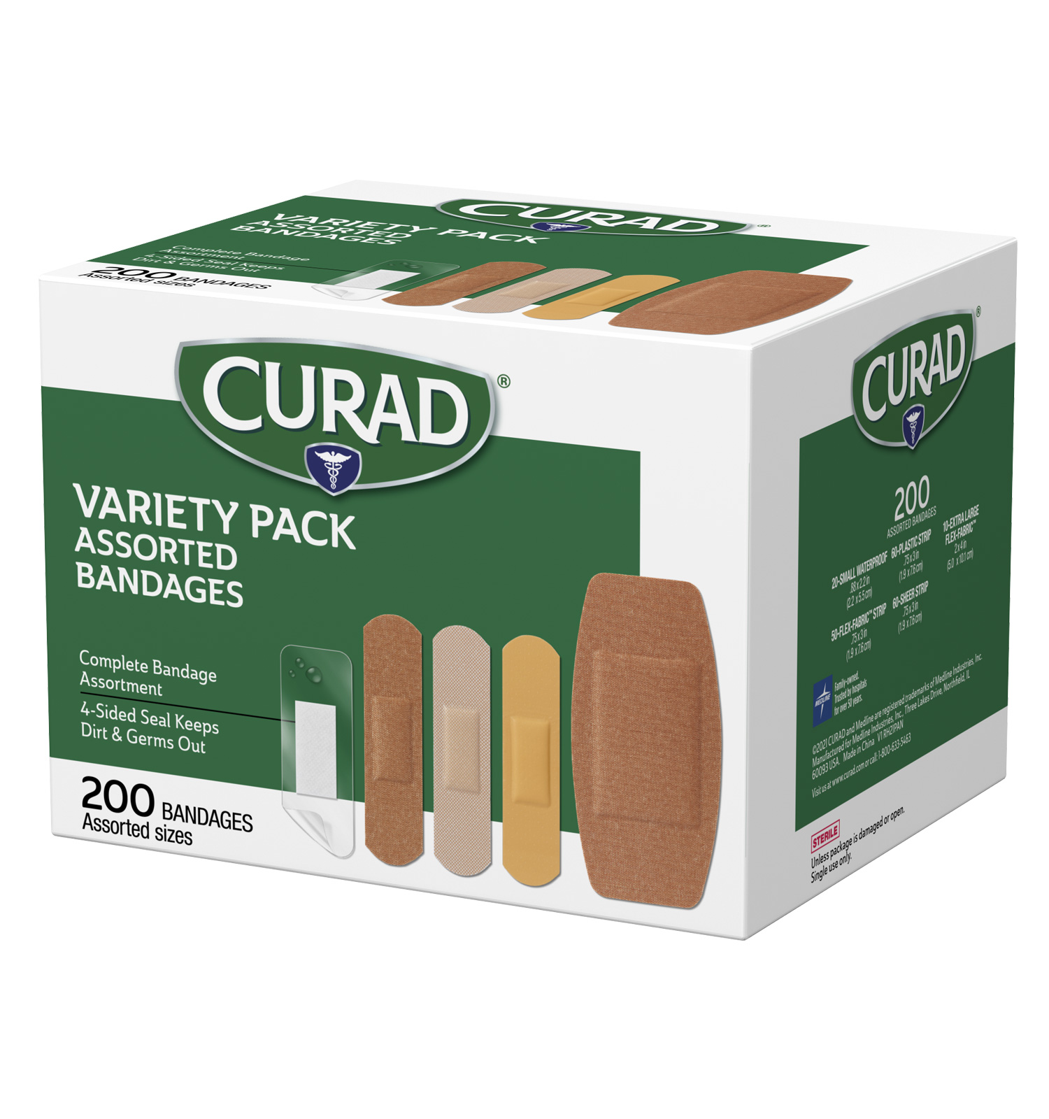 Bandage Variety Pack, Assorted Sizes, 200 count