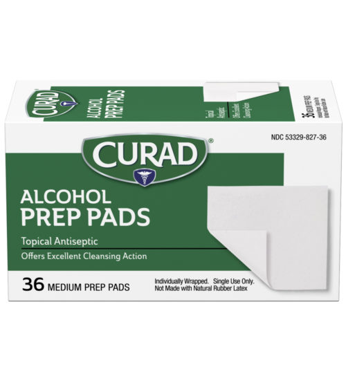 alcohol prep pads front side view