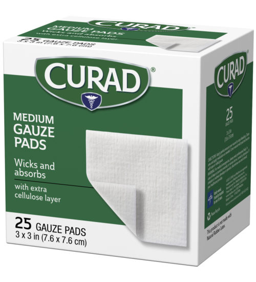 medium gauze pads, 25 ct, left side