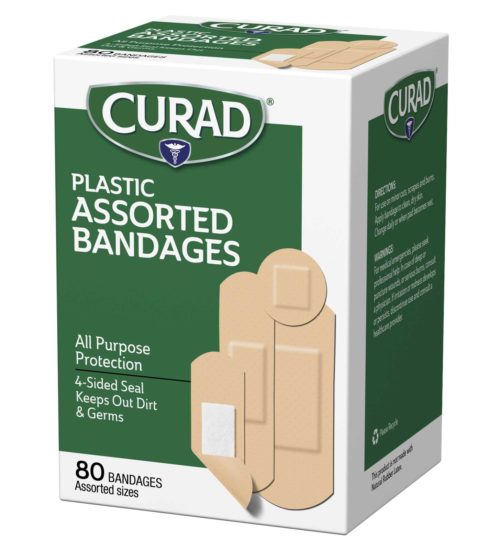Plastic Bandages, Assorted Sizes, 80 count left side