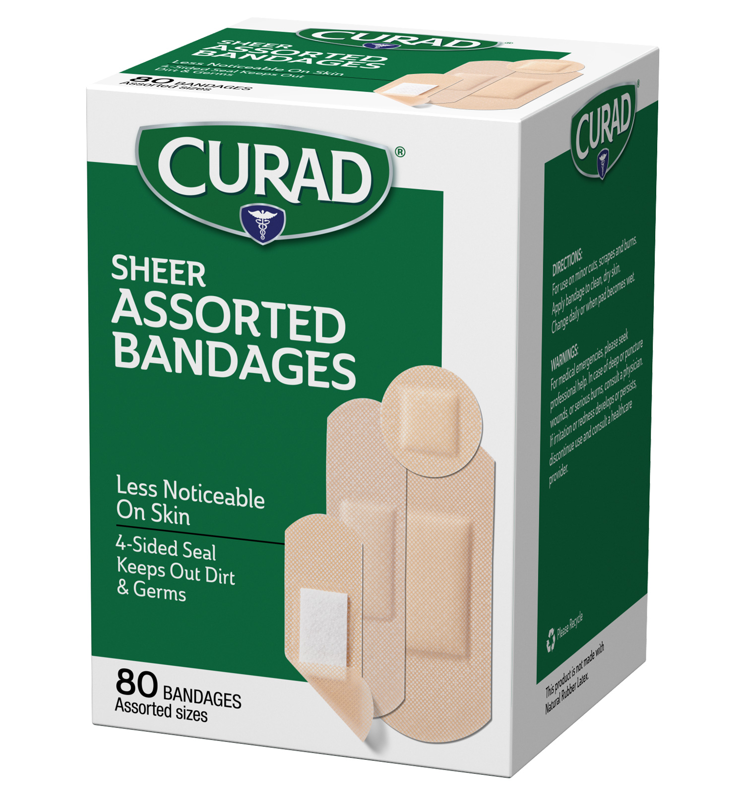 Sheer Bandages, Assorted Sizes, 80 count