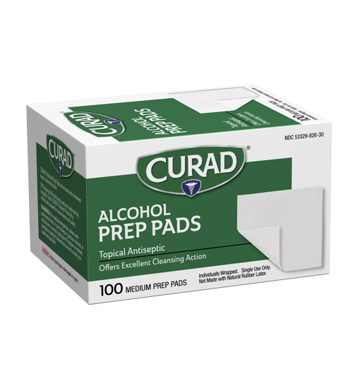 Image of alcohol prep pads, thick 100ct right side