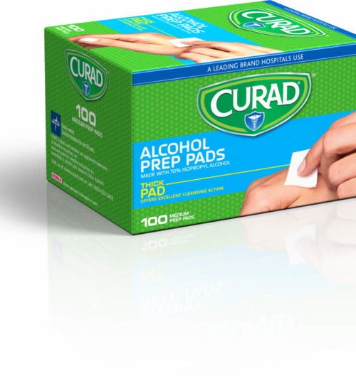 Alcohol Prep Pads, Medium 2 Ply, 100 count left angle of package