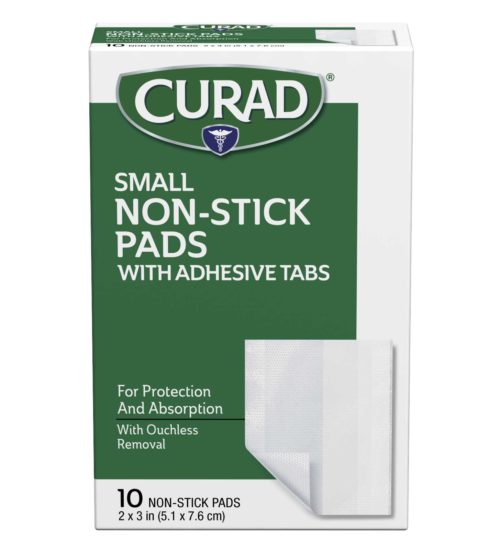Small Non-Stick Pads with Adhesive Tabs 10 count front side