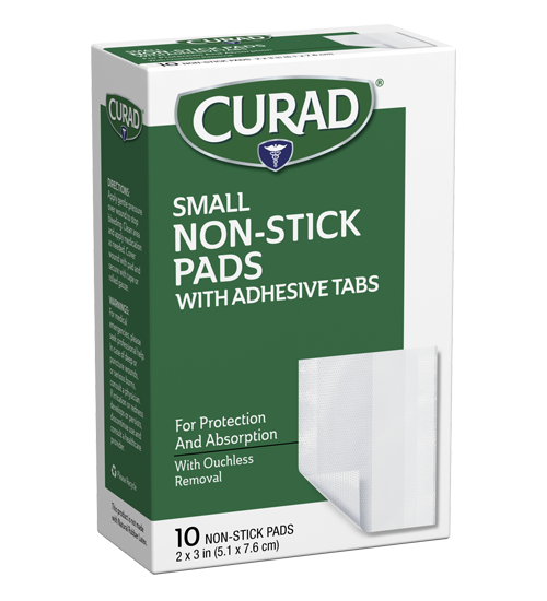 Image of Small Non-Stick Pads with Adhesive Tabs 10 count