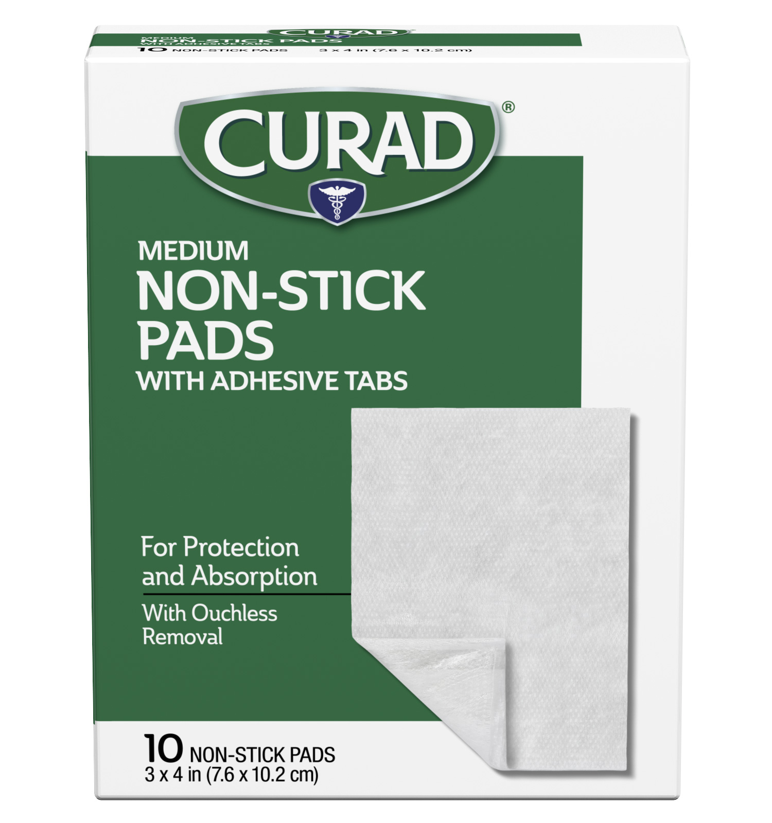Non-Stick Pads with Adhesive Tabs, 3 x 4, 10 count