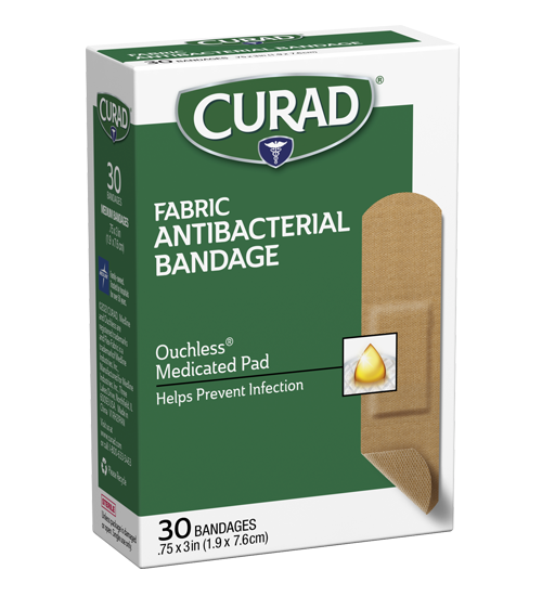 Image of fabric antibacterial bandage, 30 ct, right side