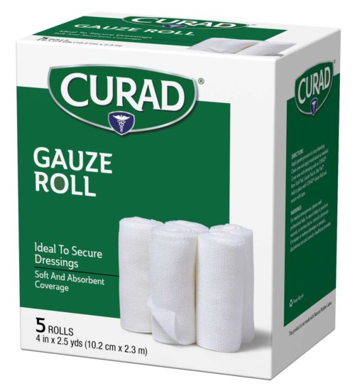 Rolled Gauze, 4inch by 2.5 yds, 5 count left side