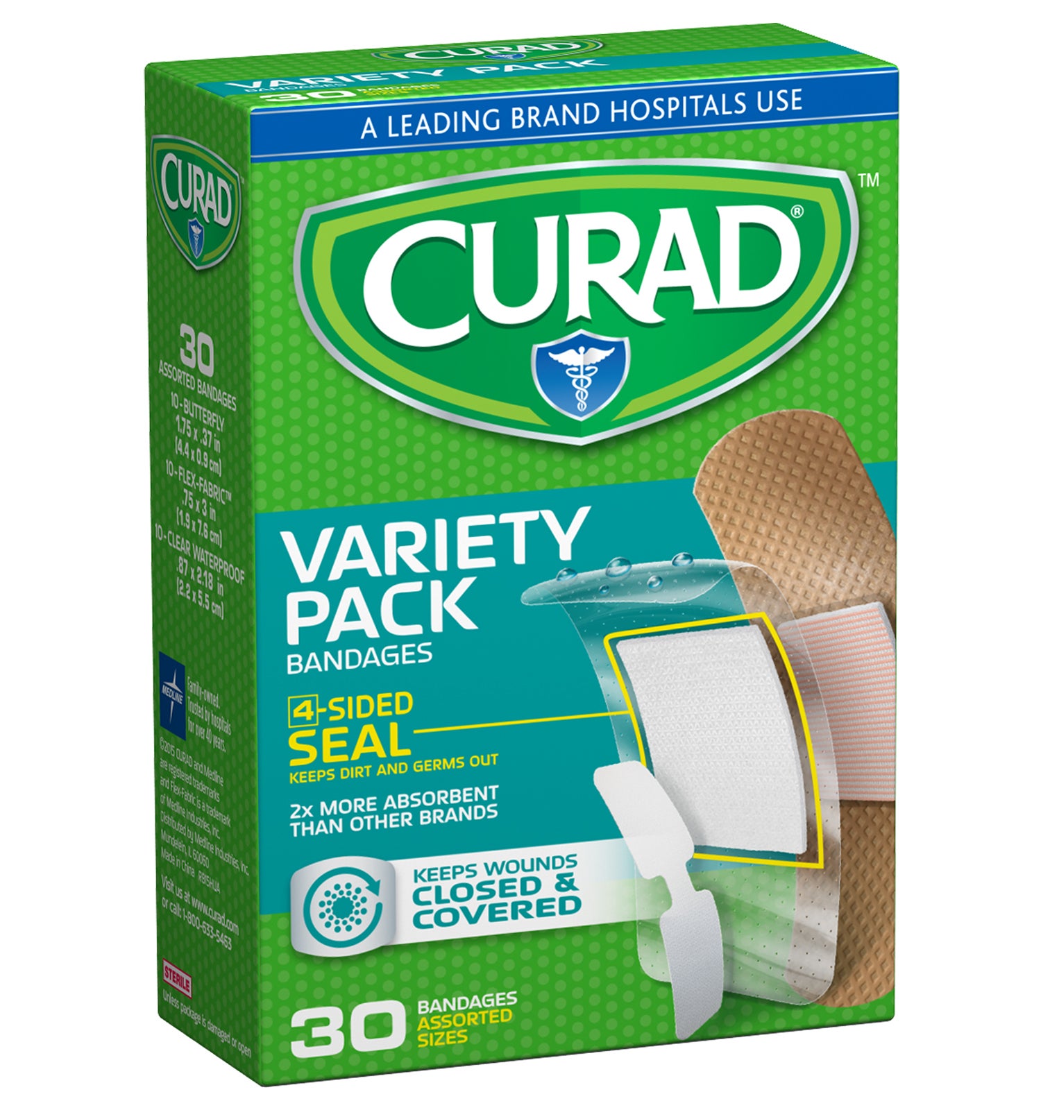 Bandage Variety Pack, Assorted Sizes, 30 count Curad Bandages