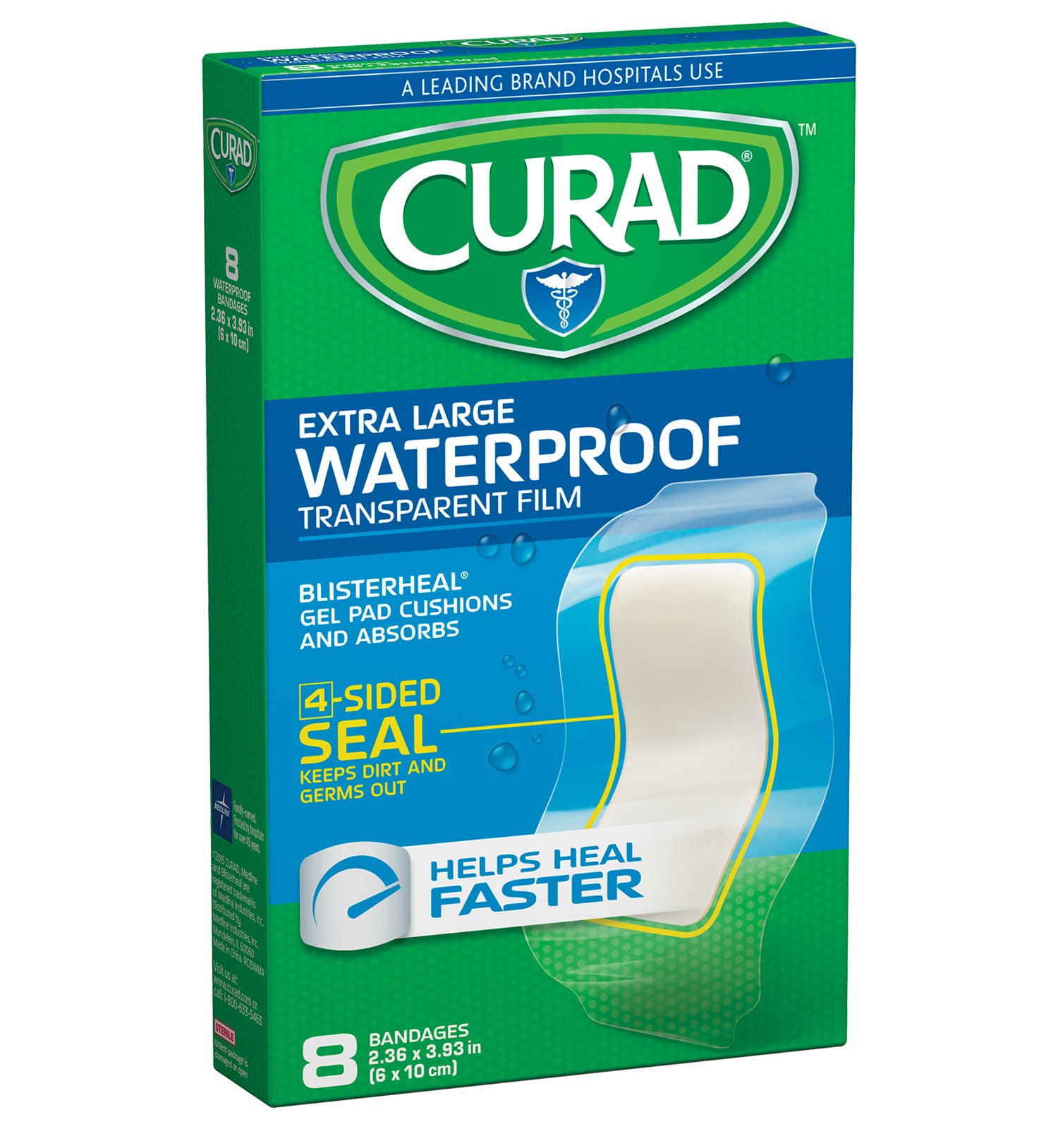 Waterproof BlisterHeal Bandages, 2.36" x 3.93", 8 count Curad
