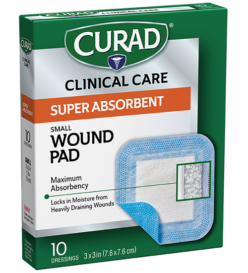 Image of Small Super Absorbent Wound Pad, 4″ x 4″, 10 count left of pack