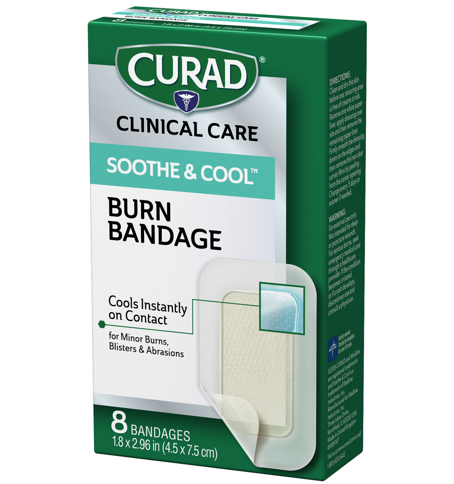 Soothe & Cool Burn Bandages, 2.96 x 1.8, 8 count