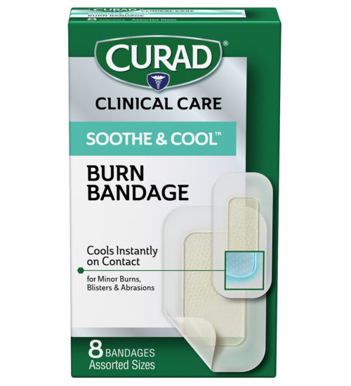 Soothe & Cool Burn Bandages, Assorted Sizes, 8 count front of package