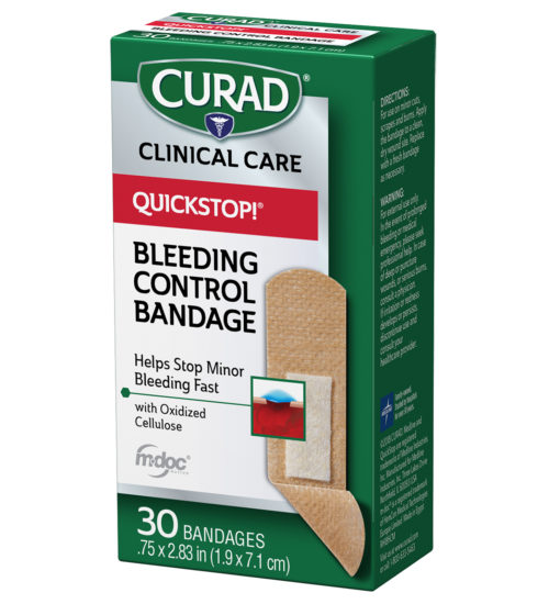 QuickStop! Bleeding Control Bandages, Assorted Sizes, 30 count right of package zoomed in