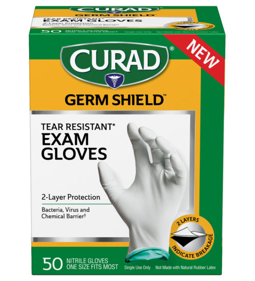 Germ Shield Tear Resistant Exam Gloves, One Size Fits Most, 50 count front of package