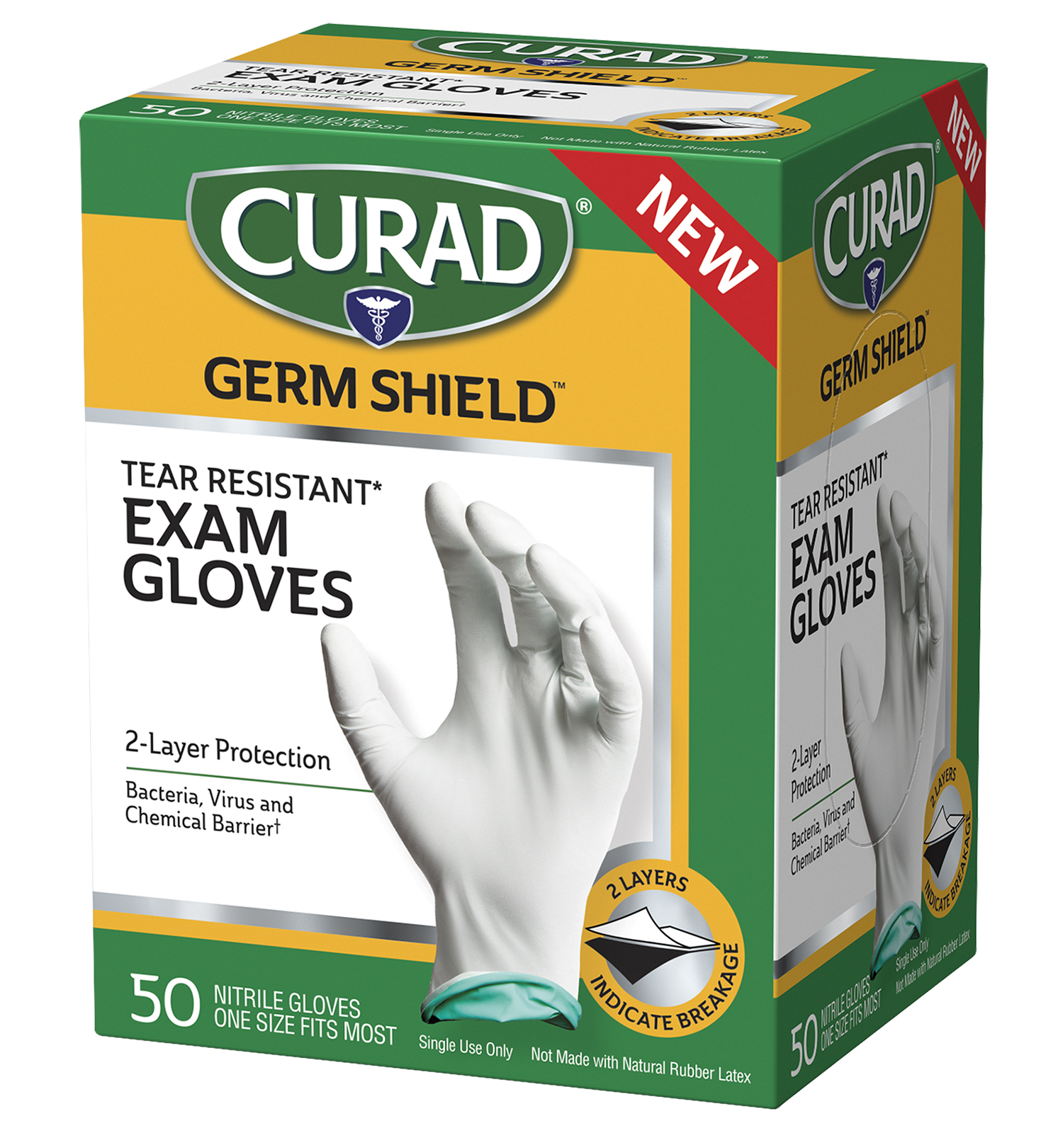 Germ Shield Tear Resistant Exam Gloves, One Size Fits Most, 50 count