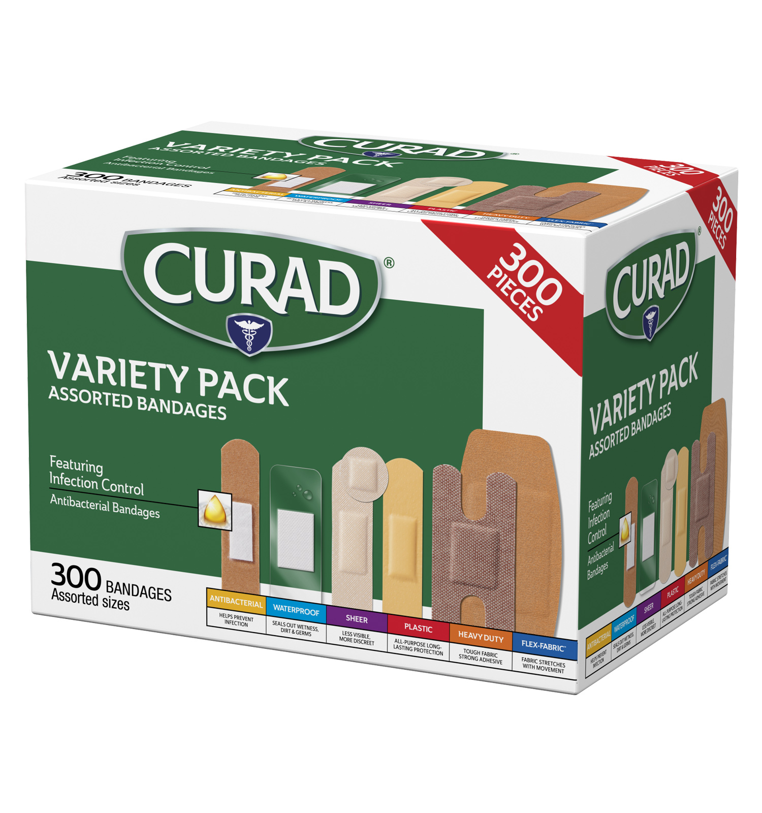 Bandage Variety Pack, Assorted Sizes, 300 count