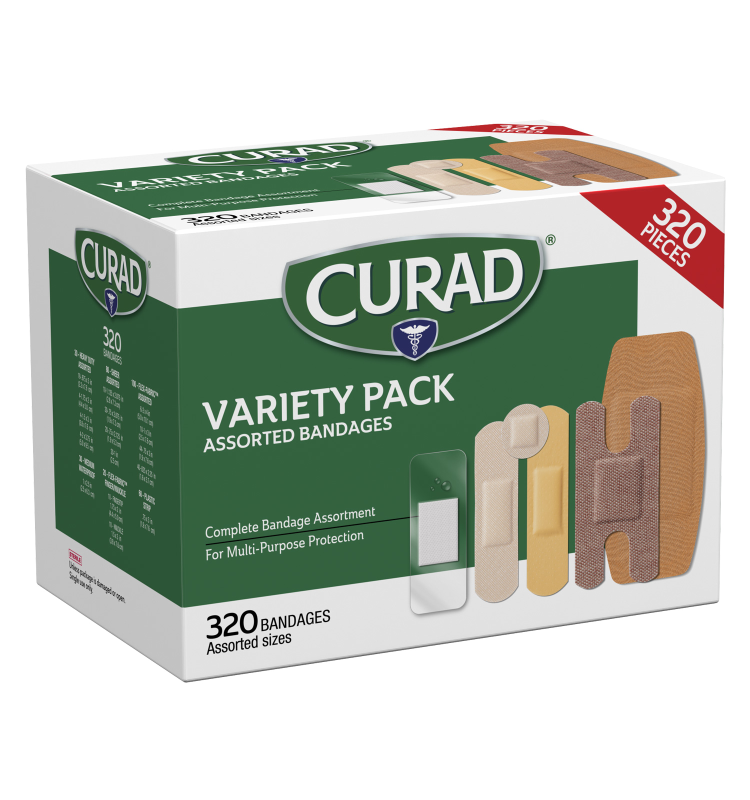 Bandage Variety Pack, Assorted Sizes, 320 count