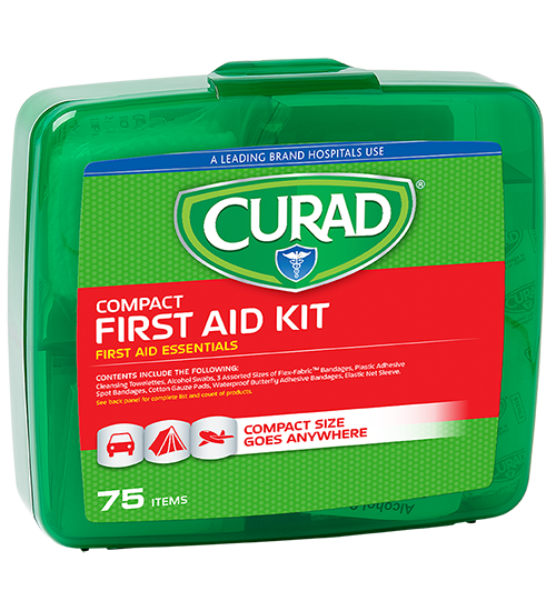 Image of Compact First Aid Kit, 75 count left angle of kit
