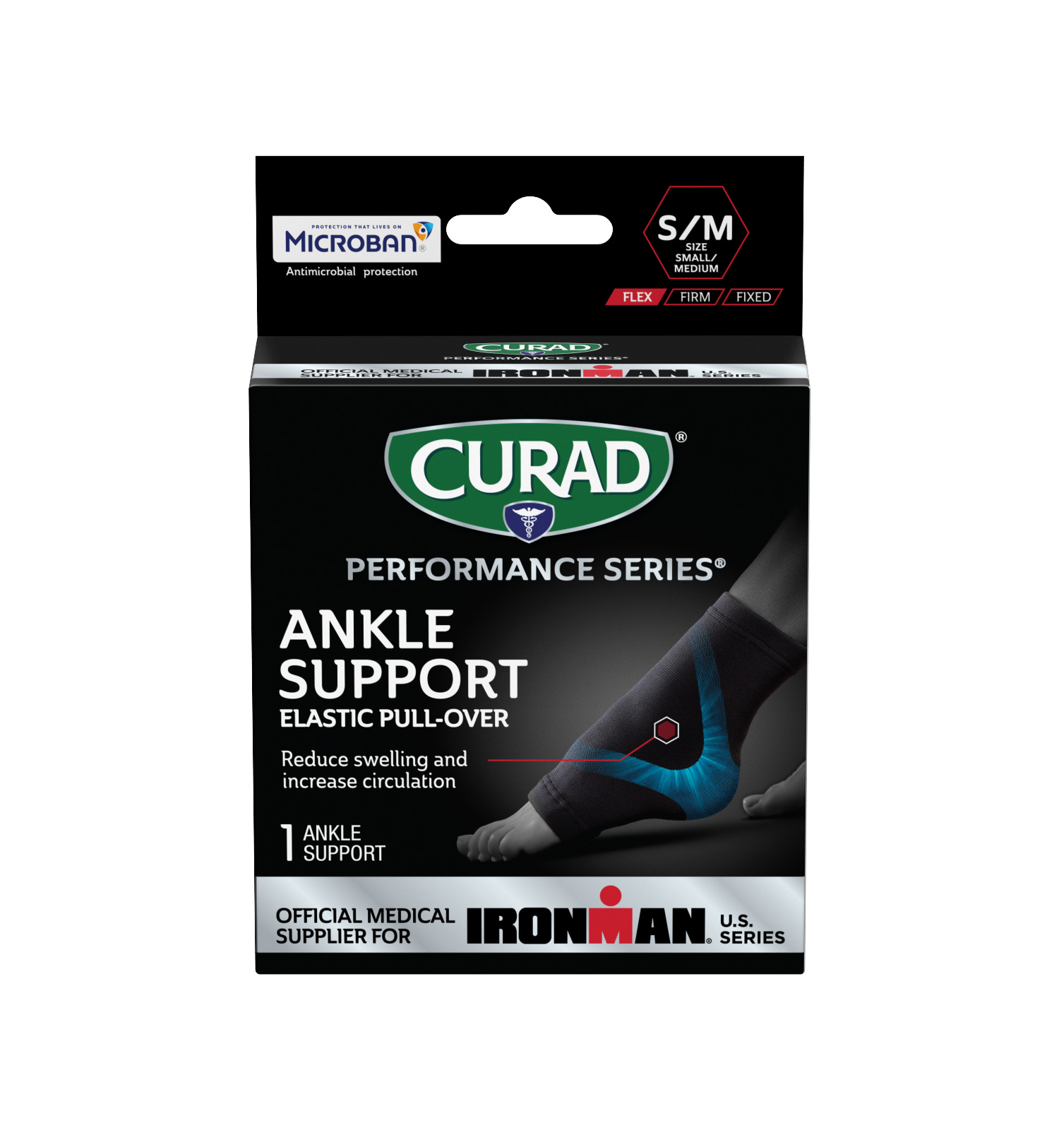 CURAD Performance Series IRONMAN Ankle Support, Elastic, Small/Medium ...