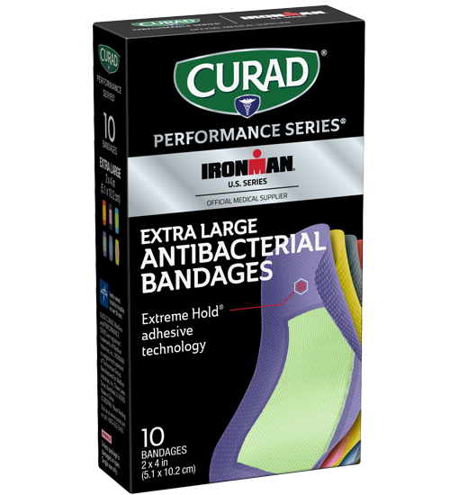 Image of Curad Performance Series Extreme Hold Antibacterial Extra Large Adhesive Bandages, 10 count view 1