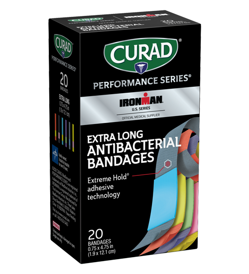 Image of Curad Performance Series Extreme Hold Antibacterial Extra Long Adhesive Bandages, 20 count view 1