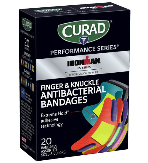 Image of Curad Performance Series Extreme Hold Antibacterial Finger & Knuckle Adhesive Bandages, 20 count view 1