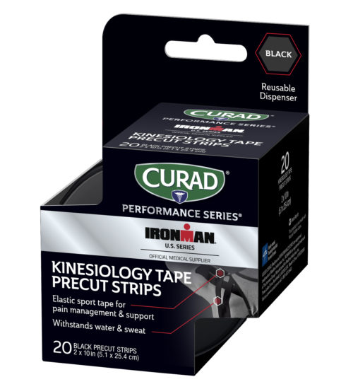 CURAD Performance Series IRONMAN Kinesiology Tape, Black, 2″ x 10″ strips, 20 count view 4