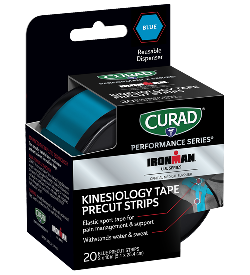 CURAD Performance Series IRONMAN Kinesiology Tape, Blue, 2″ x 10″ strips, 20 count view 1