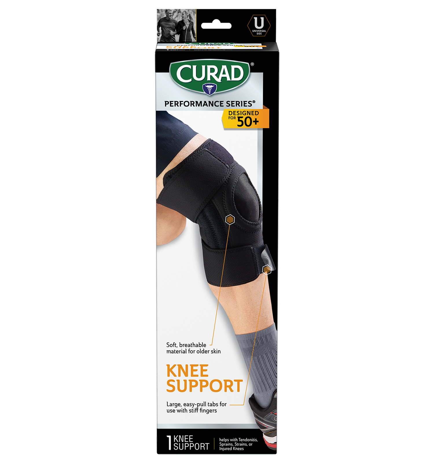 Maximum Support for Arthritic Knees Or Mild Strains CURAD Wrap-Around Hinged Knee Support Size Small Treated with Microban Technology 