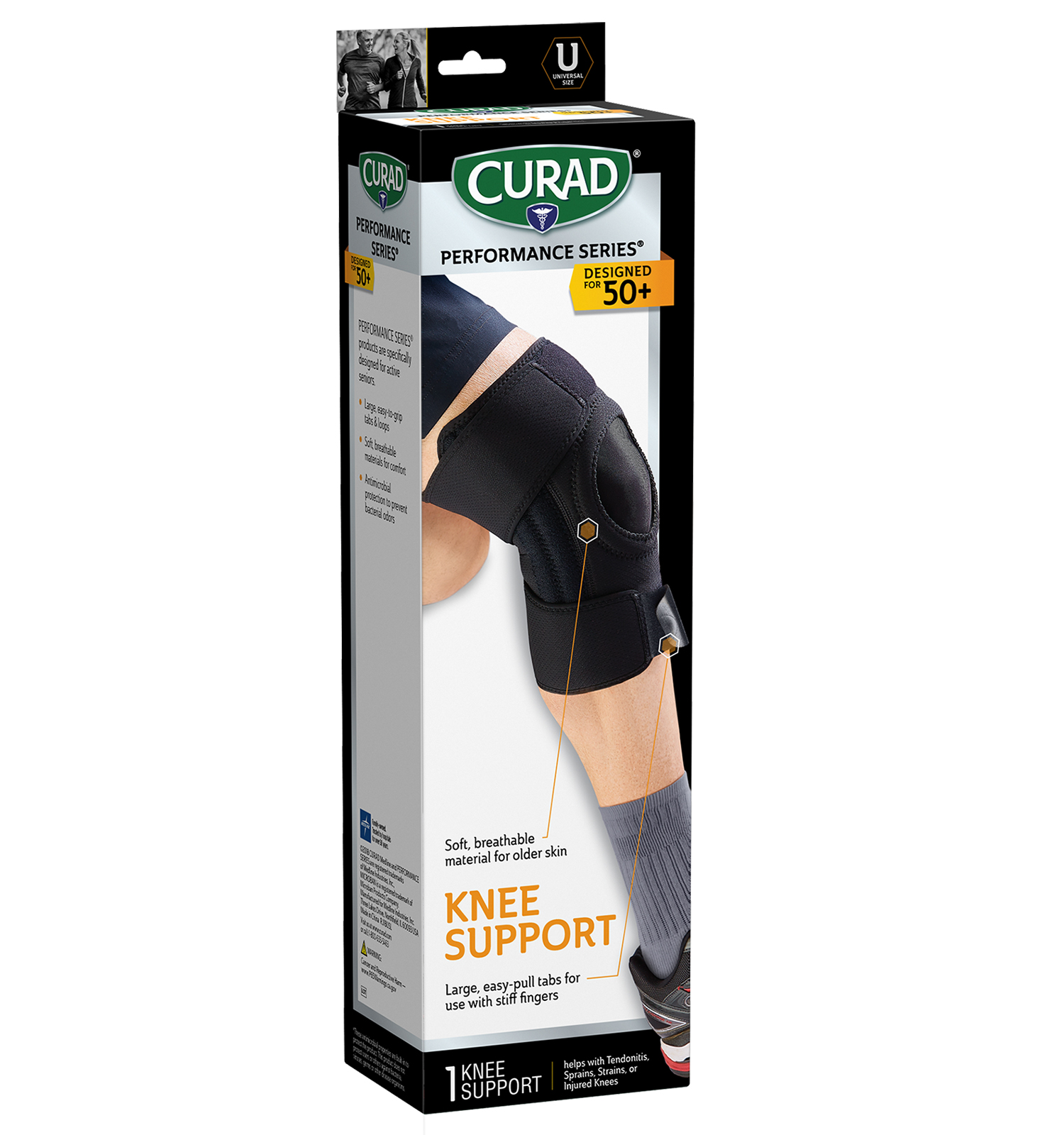 Performance Series Wrap Around Knee Support with Extended Grab Tabs