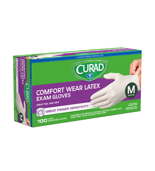 Comfort Wear Latex Exam Gloves Medium 300 CT