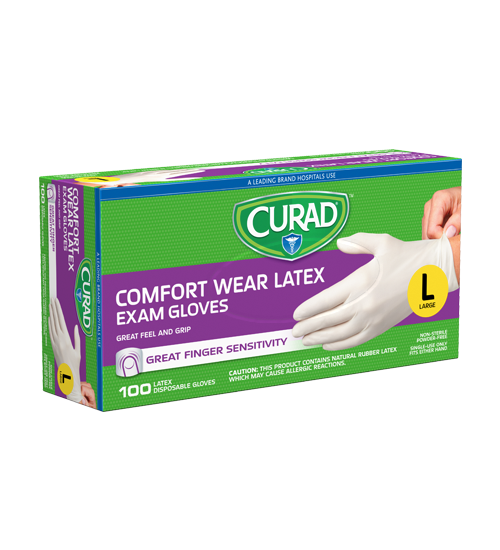 Comfort Wear Latex Exam Gloves Large 300 CT