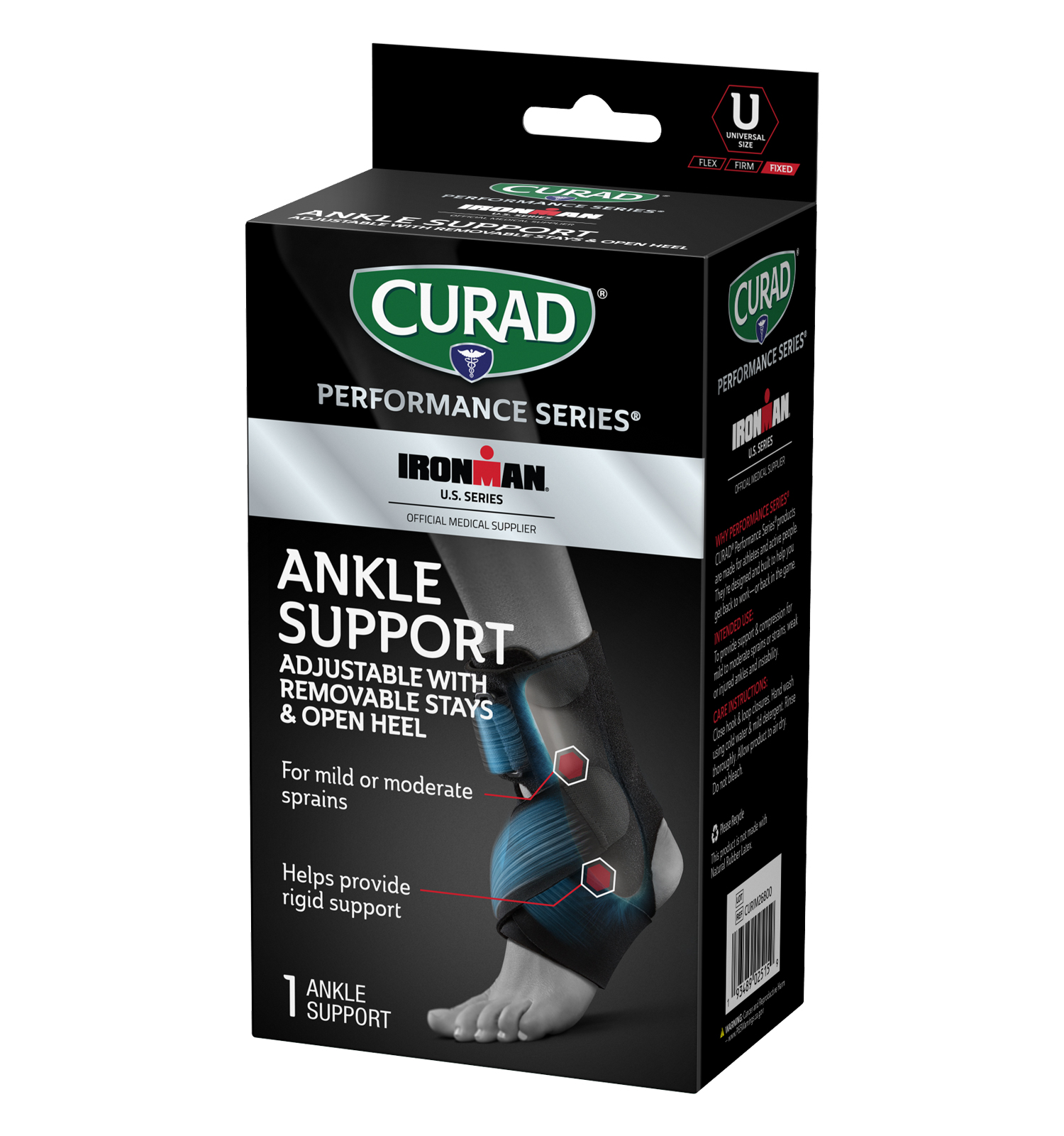 CURAD Performance Series IRONMAN Ankle Support with Removable Stays ...
