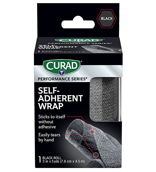 Image of CURAD Performance Series Self-Adherent Wrap, Black, 3″ x 5 yds