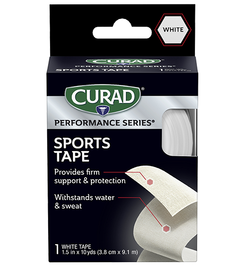 Image of CURAD Performance Series Sports Tape, White, 1.5″ x 10yds